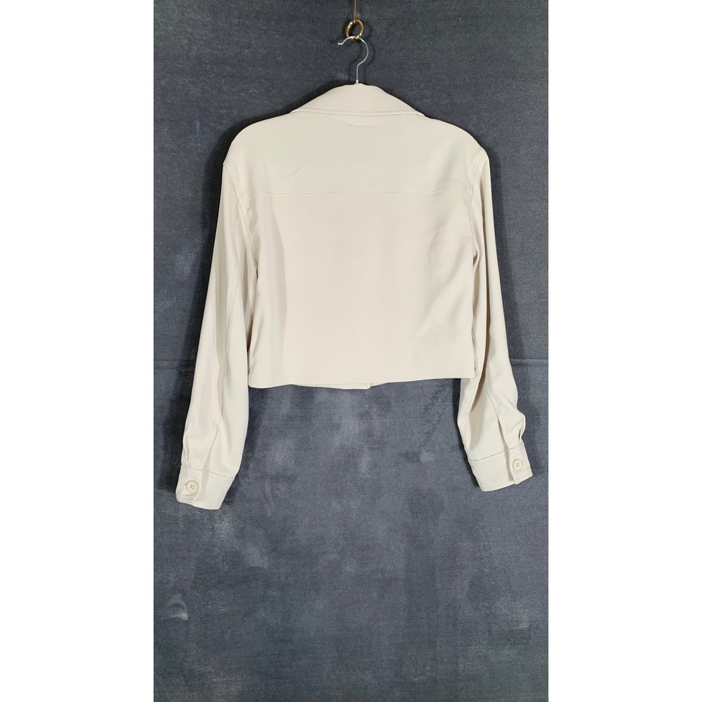 Quince Womens Stretch Crepe Cropped Jacket Utility Jacket Beige Cream sz S - Picture 5 of 10